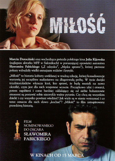 Tył ulotki filmu 'Miłość'
