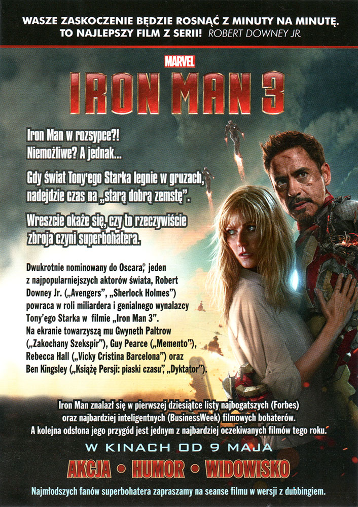 Ulotka filmu 'Iron Man 3 (tył)'