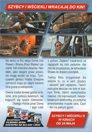 Tył ulotki filmu 'Szybcy i Wściekli 6'