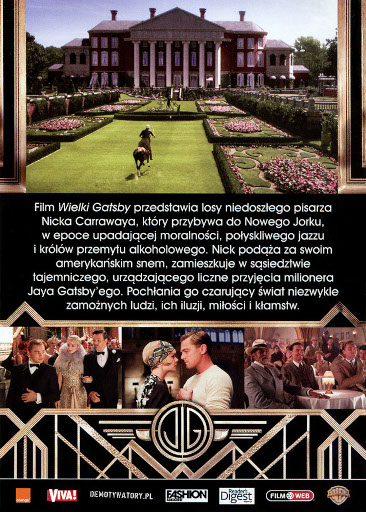 Tył ulotki filmu 'Wielki Gatsby'
