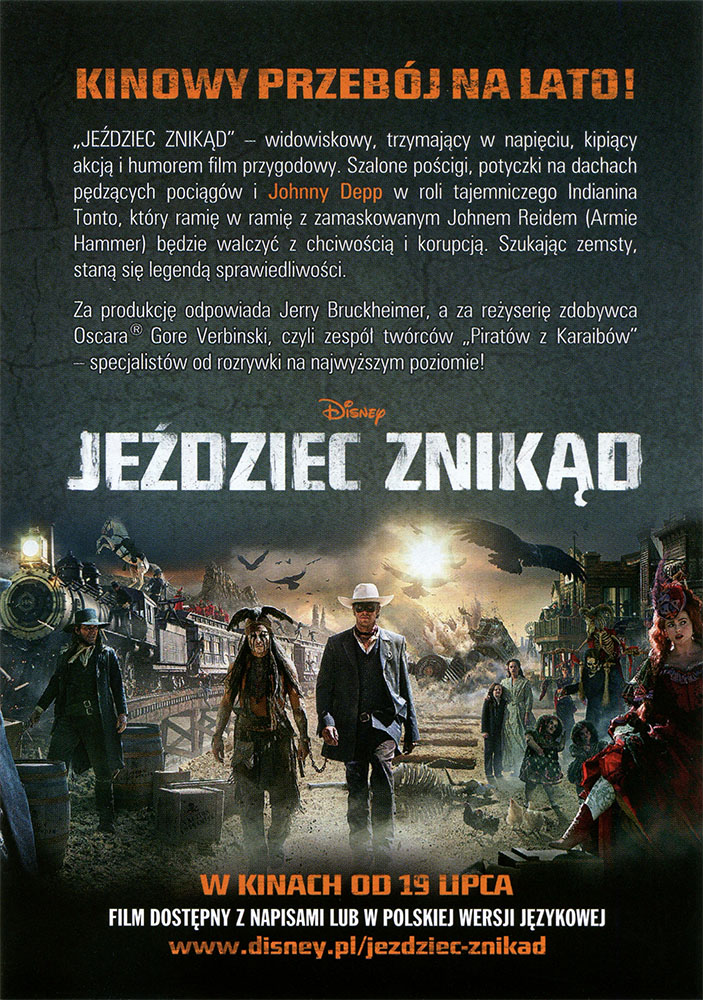 Ulotka filmu 'Jeździec Znikąd (tył)'