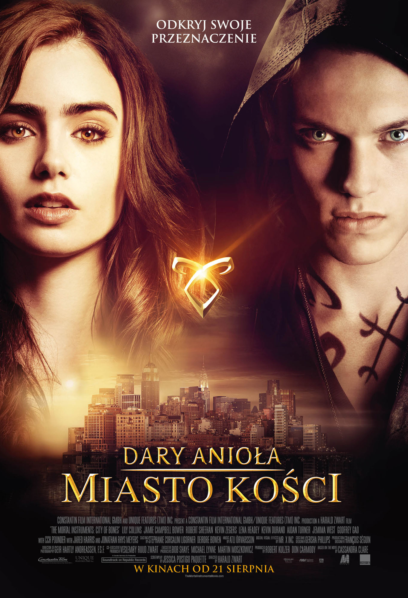 Polski plakat filmu 'Dary Anioła: Miasto kości'