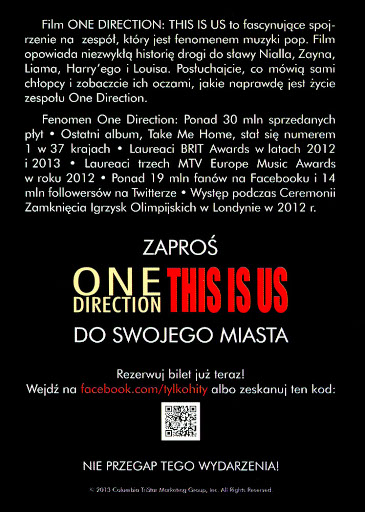 Tył ulotki filmu 'One Direction'