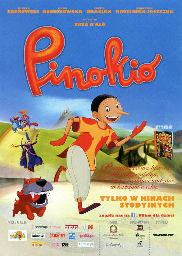 Przód ulotki filmu 'Pinokio'