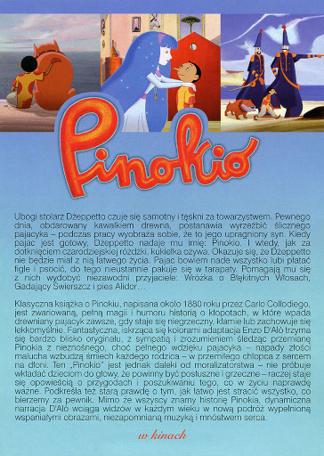 Tył ulotki filmu 'Pinokio'