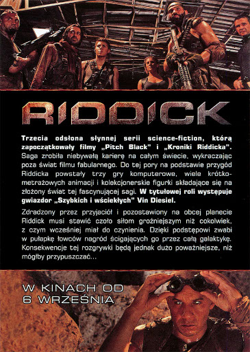 Tył ulotki filmu 'Riddick'