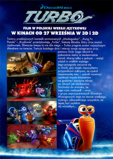 Tył ulotki filmu 'Turbo'