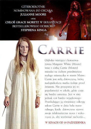 Tył ulotki filmu 'Carrie'