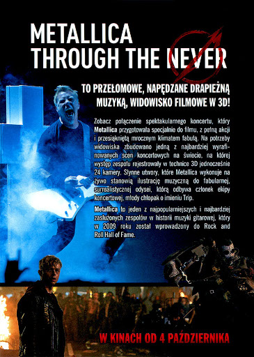 Tył ulotki filmu 'Metallica: Through The Never'
