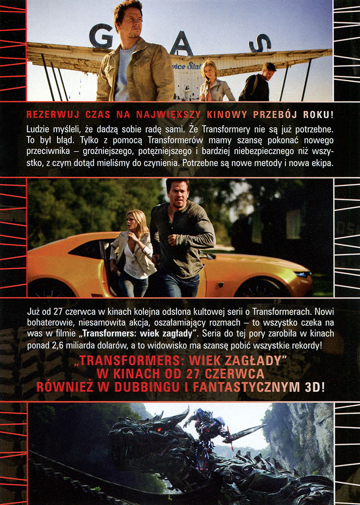 Ulotka filmu 'Transformers: Wiek Zagłady (tył)'