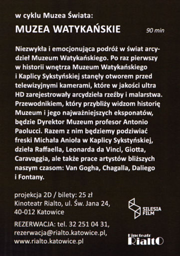 Tył ulotki filmu 'Muzea Watykańskie'