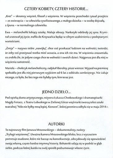 Tył ulotki filmu 'Autorki'