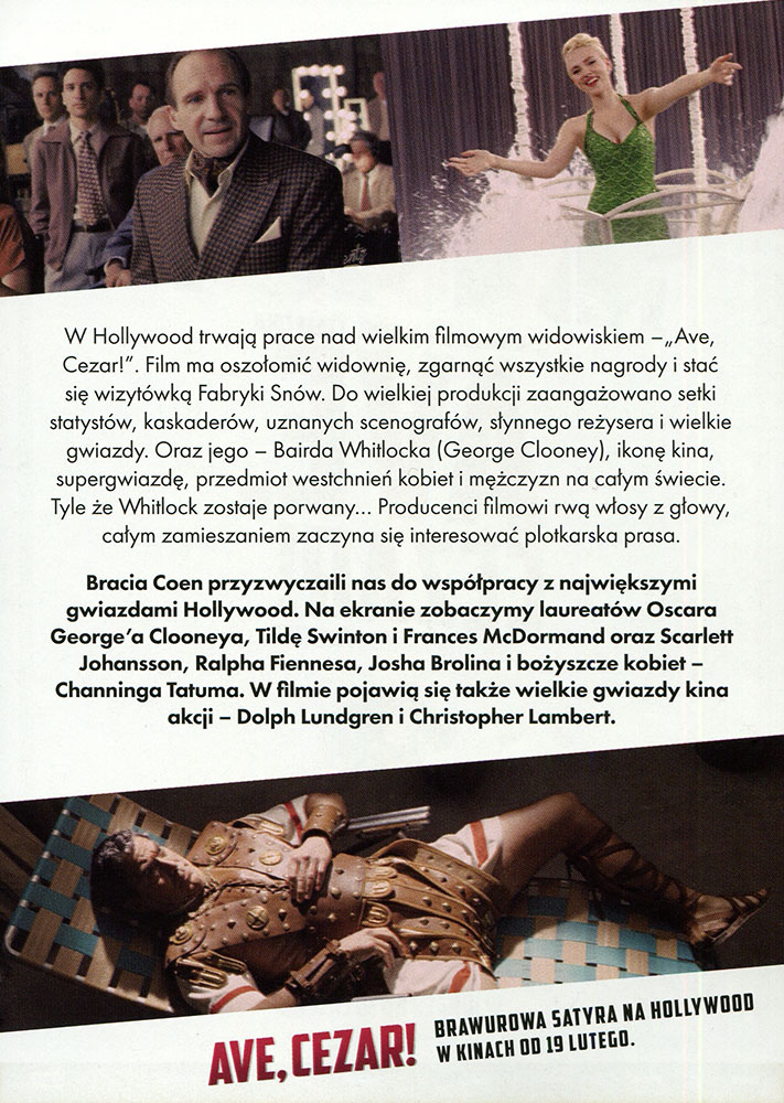 Ulotka filmu 'Ave, Cezar! (tył)'