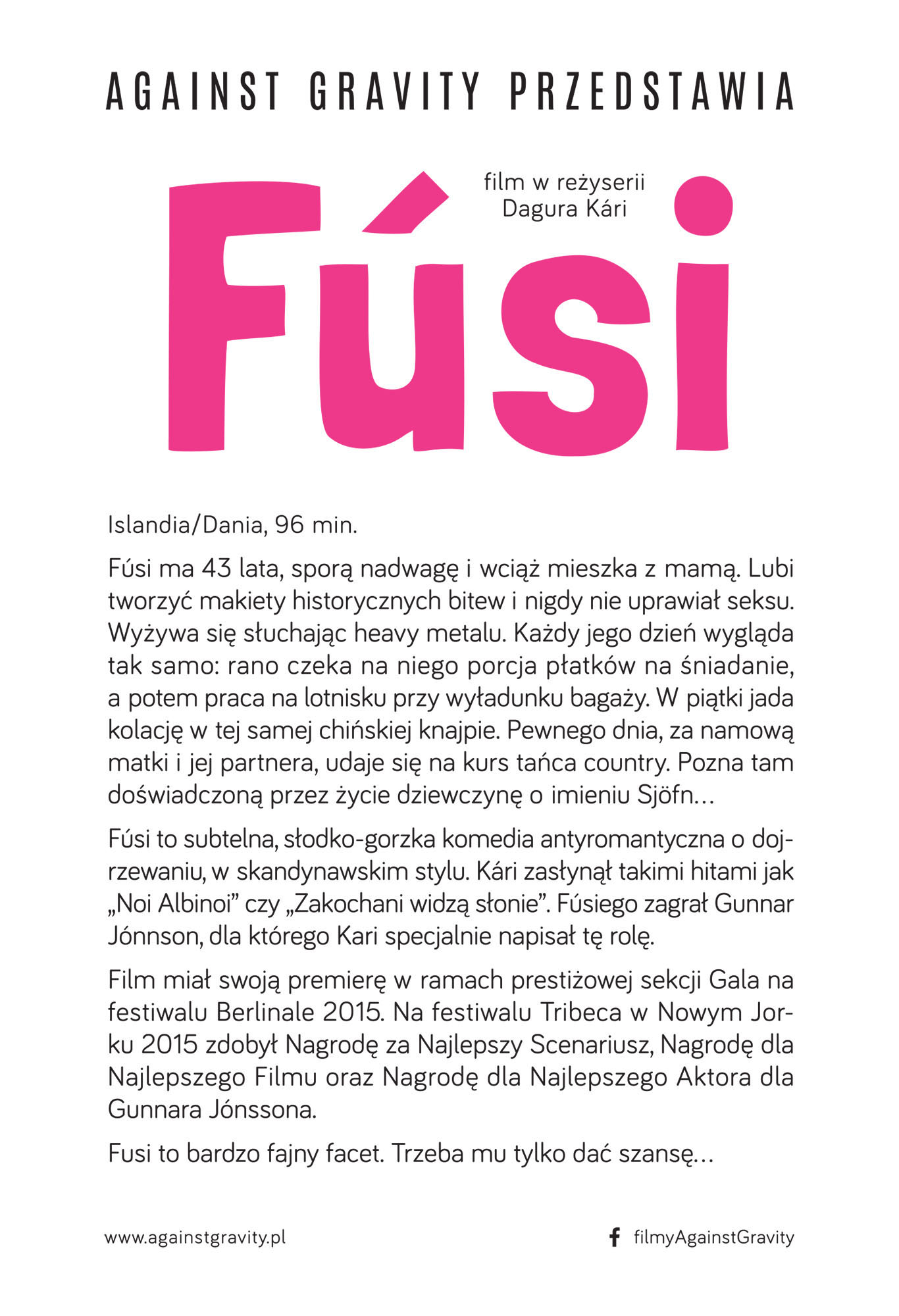 Ulotka filmu 'Fúsi (tył)'