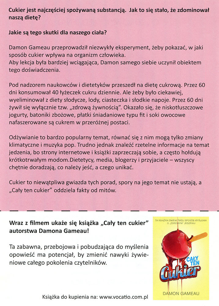 Ulotka filmu 'Cały Ten Cukier (tył)'