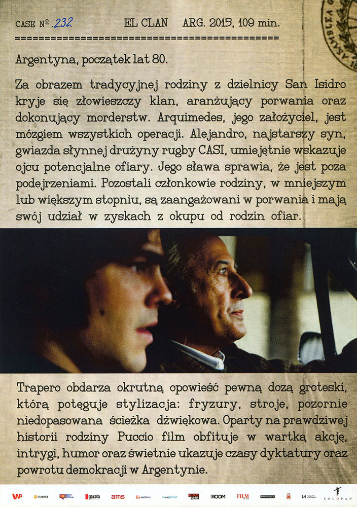 Ulotka filmu 'El Clan (tył)'
