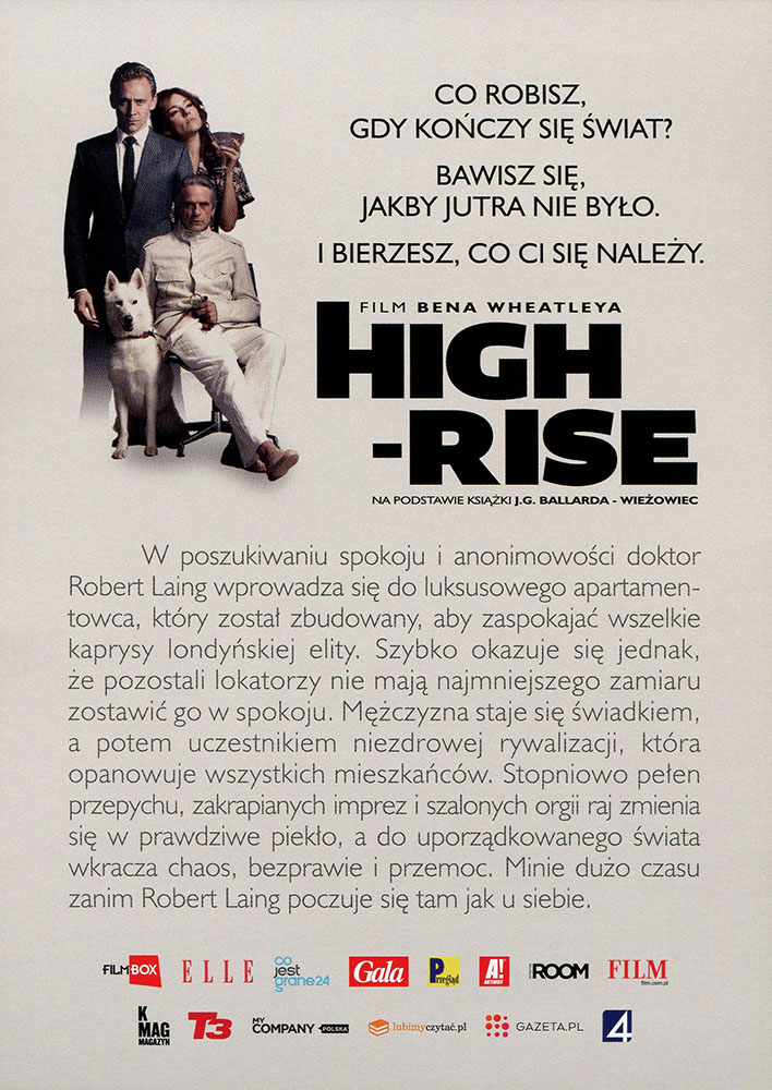 Ulotka filmu 'High-Rise (tył)'
