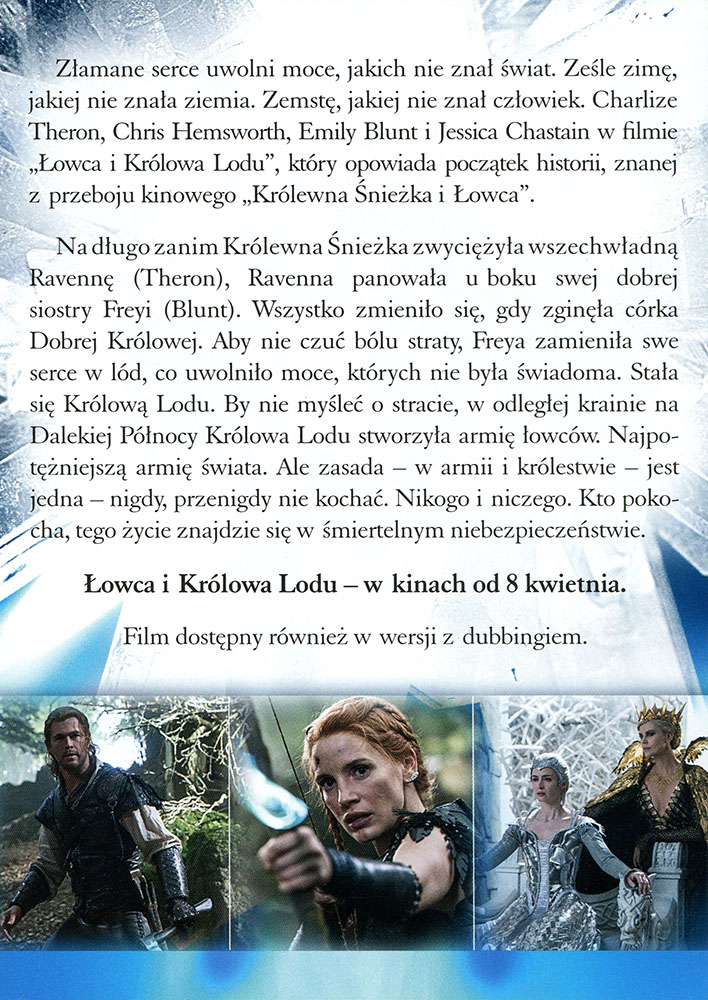 Ulotka filmu 'Łowca i Królowa Lodu (tył)'