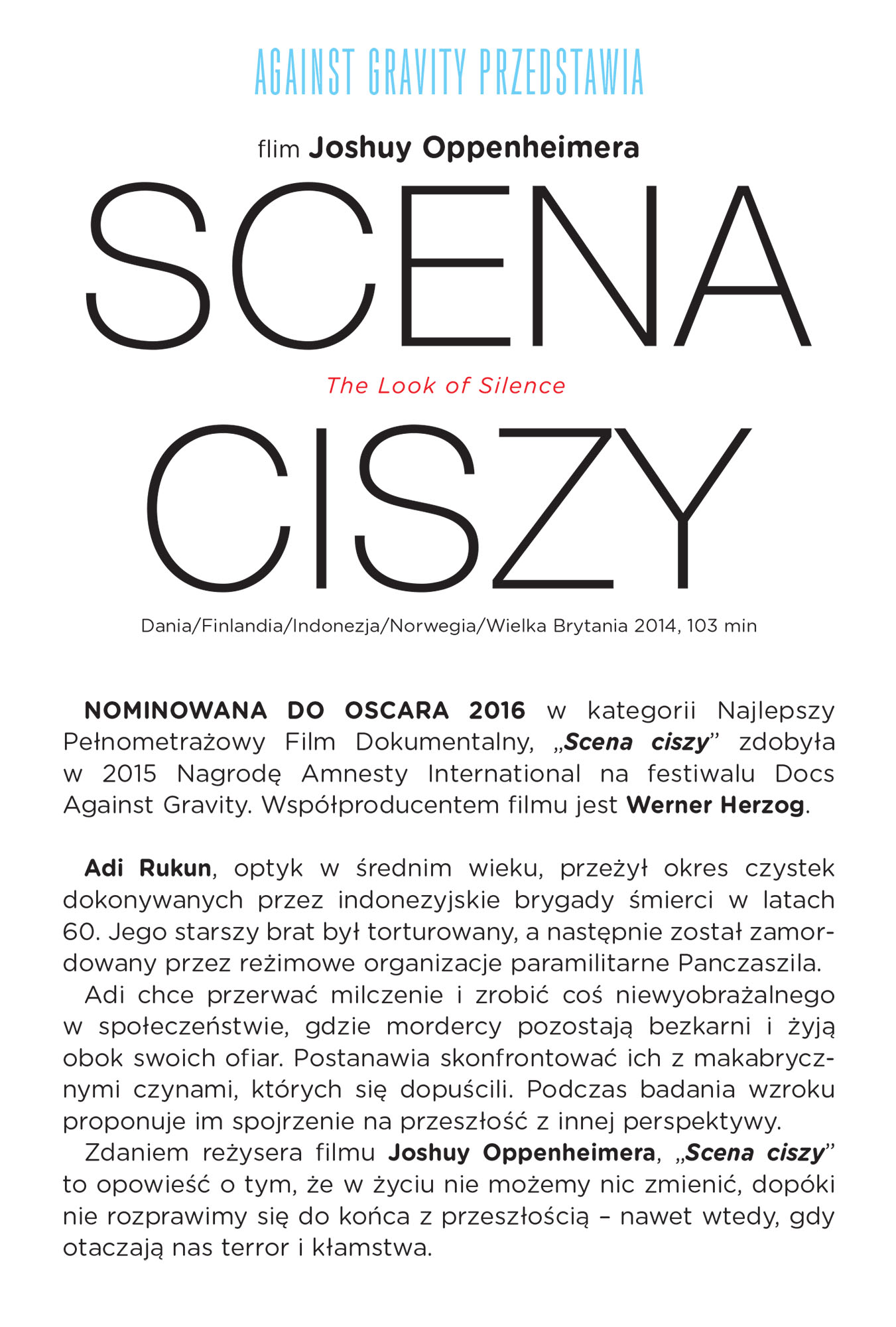 Ulotka filmu 'Scena Ciszy (tył)'
