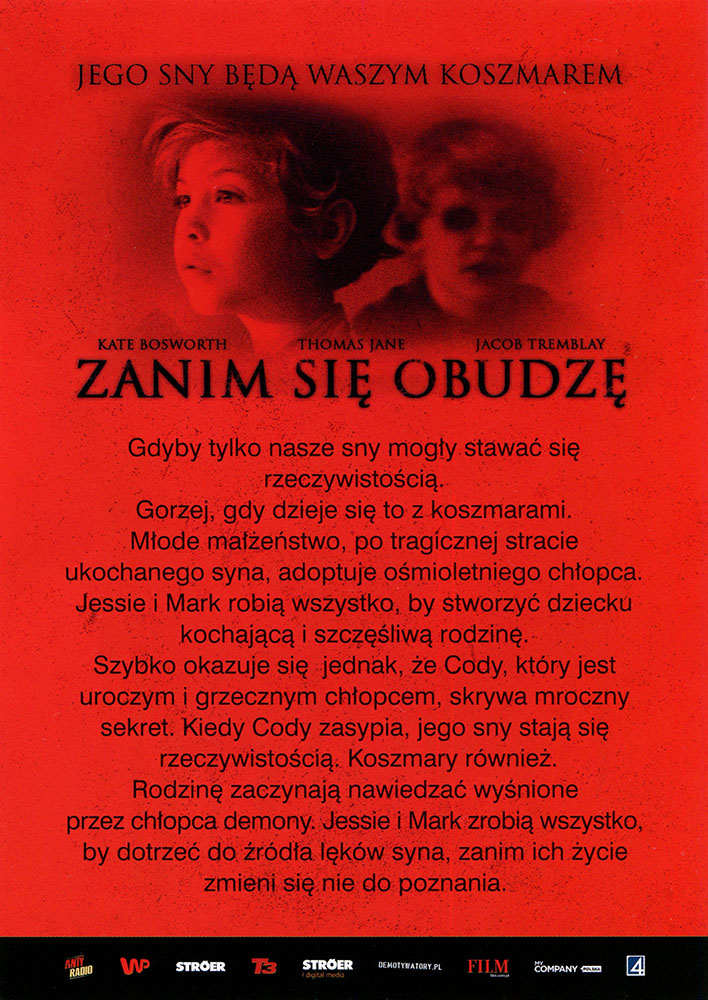 Ulotka filmu 'Zanim Się Obudzę (tył)'