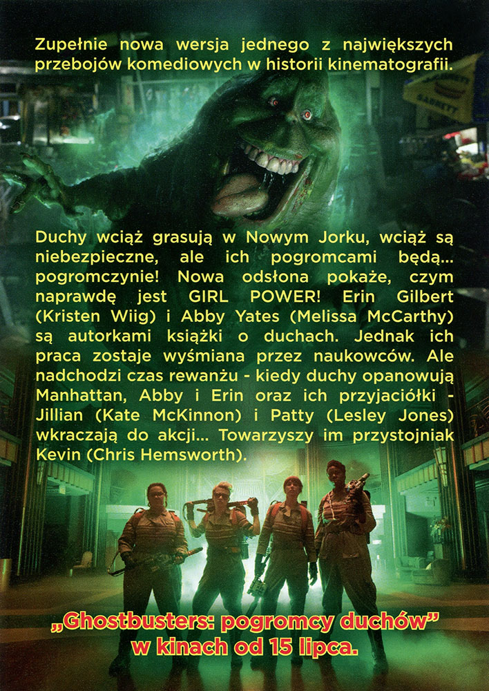 Ulotka filmu 'Ghostbusters. Pogromcy Duchów (tył)'