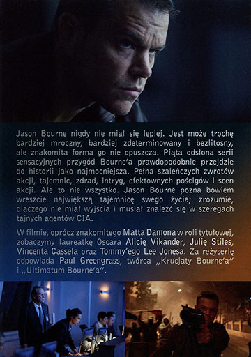 Tył ulotki filmu 'Jason Bourne'