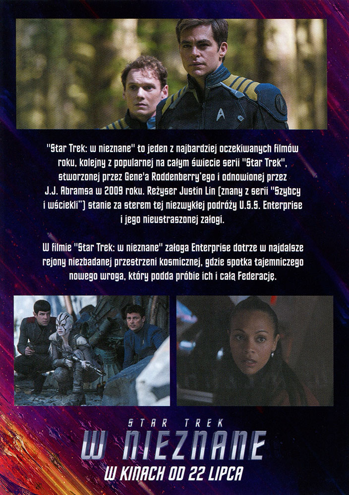 Ulotka filmu 'Star Trek: W Nieznane (tył)'