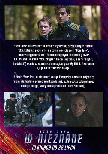 Tył ulotki filmu 'Star Trek: W nieznane'