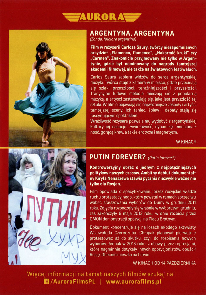 Ulotka filmu 'Argentyna, Argentyna (tył)'
