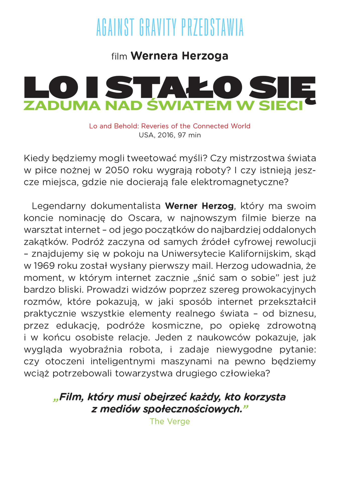 Ulotka filmu 'Lo i Stało Się. Zaduma Nad Światem W Sieci (tył)'