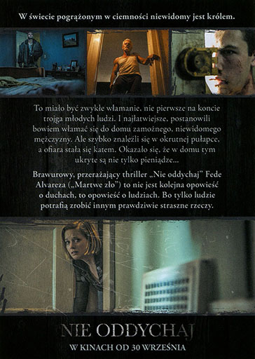 Tył ulotki filmu 'Nie oddychaj'