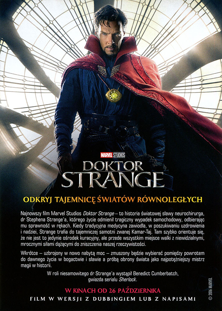 Ulotka filmu 'Doktor Strange (tył)'