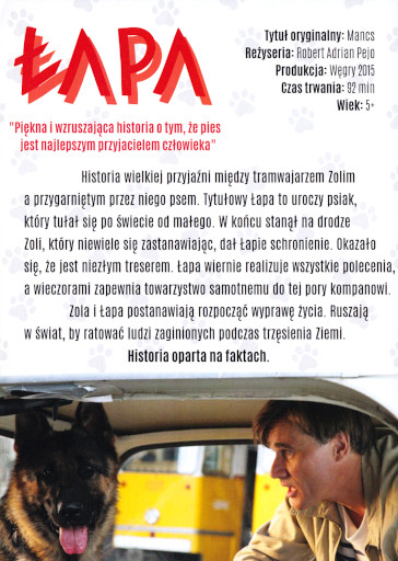 Tył ulotki filmu 'Łapa'