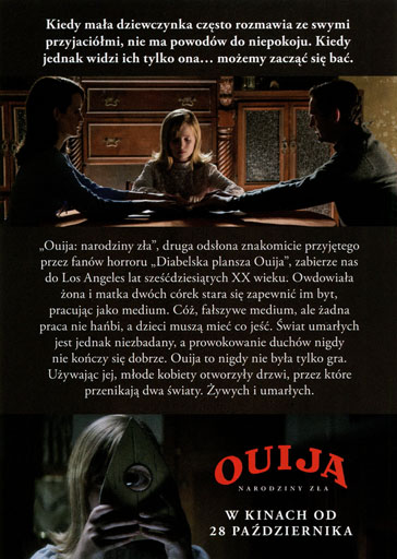 Tył ulotki filmu 'Ouija: Narodziny zła'