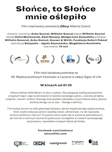 Tył ulotki filmu 'Słońce, to słońce mnie oślepiło'