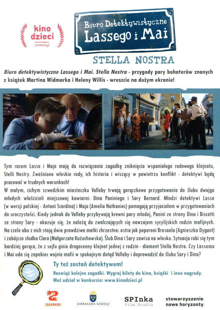 Ulotka filmu 'Biuro Detektywistyczne Lassego i Mai. Stella Nostra (tył - wersja B)'