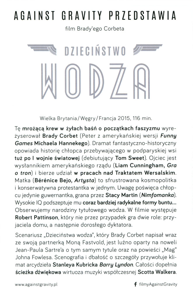 Ulotka filmu 'Dzieciństwo Wodza (tył)'