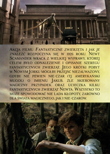Tył ulotki filmu 'Fantastyczne zwierzęta i jak je znaleźć'