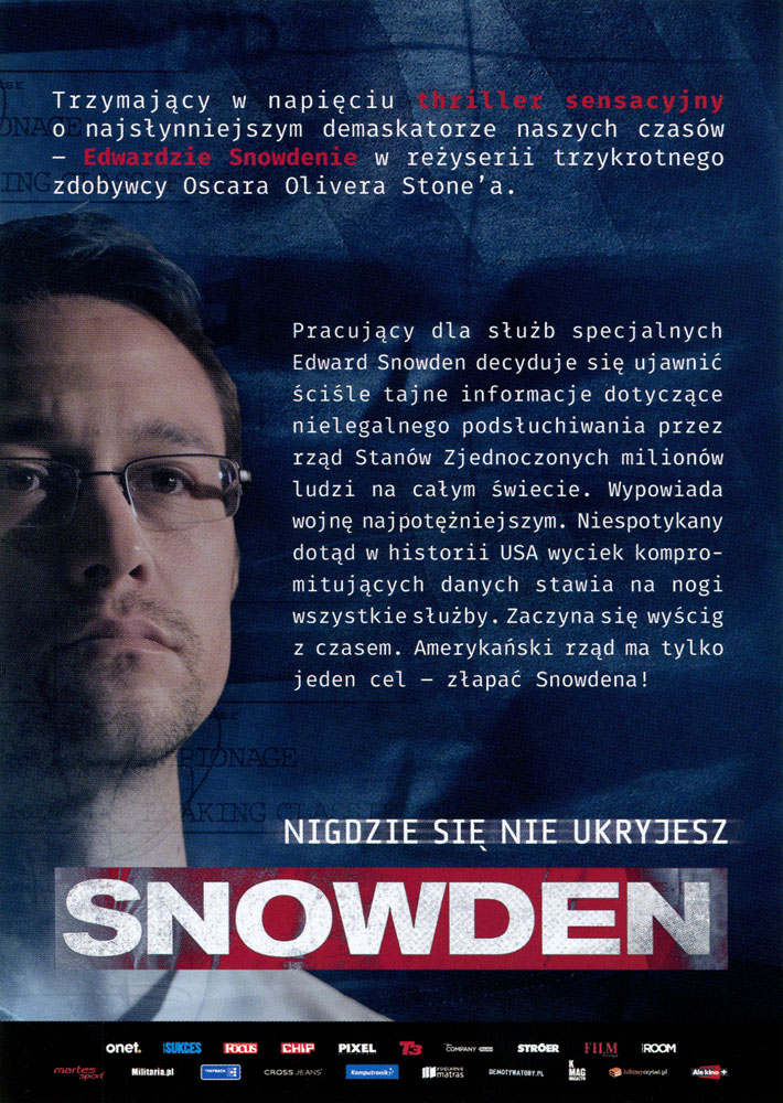 Ulotka filmu 'Snowden (tył)'