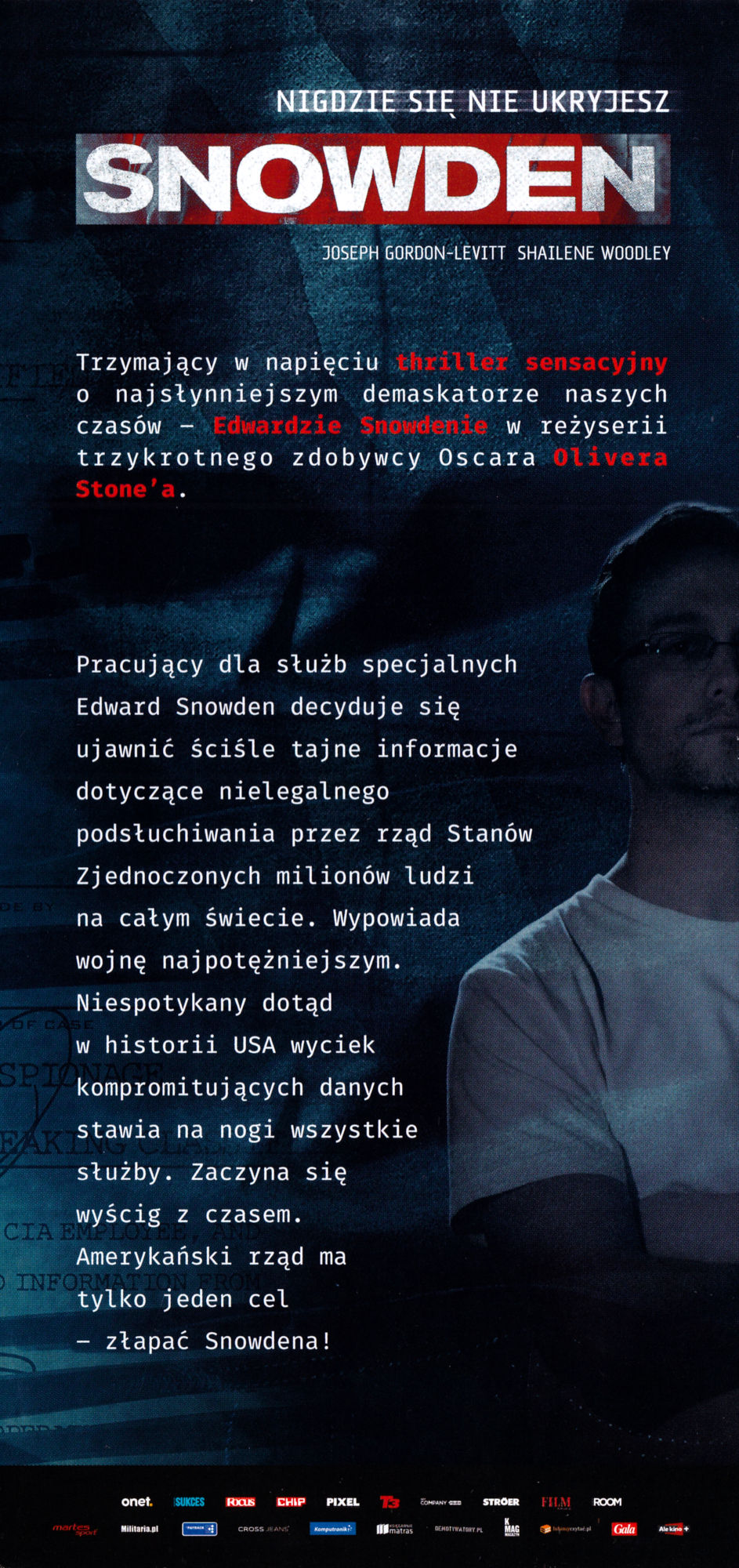 Ulotka filmu 'Snowden (tył - wersja B)'