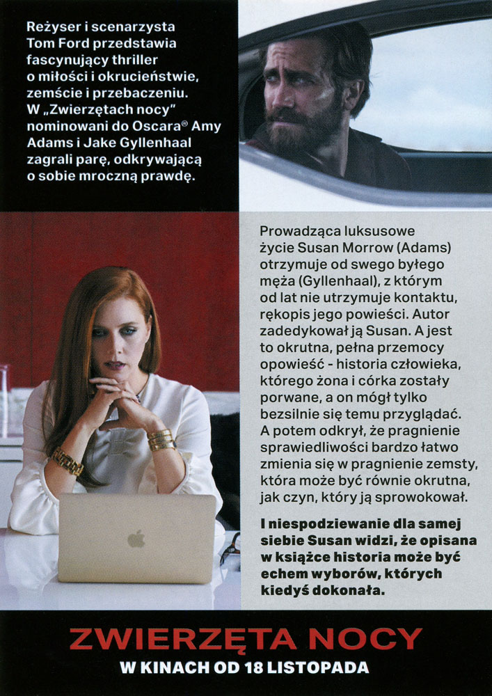 Ulotka filmu 'Zwierzęta Nocy (tył)'