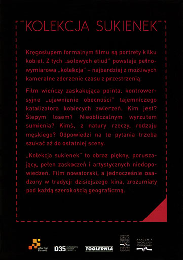 Tył ulotki filmu 'Kolekcja sukienek'