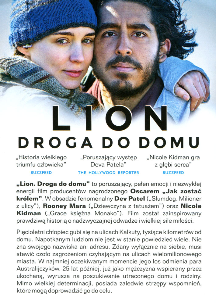 Ulotka filmu 'Lion. Droga Do Domu (tył)'