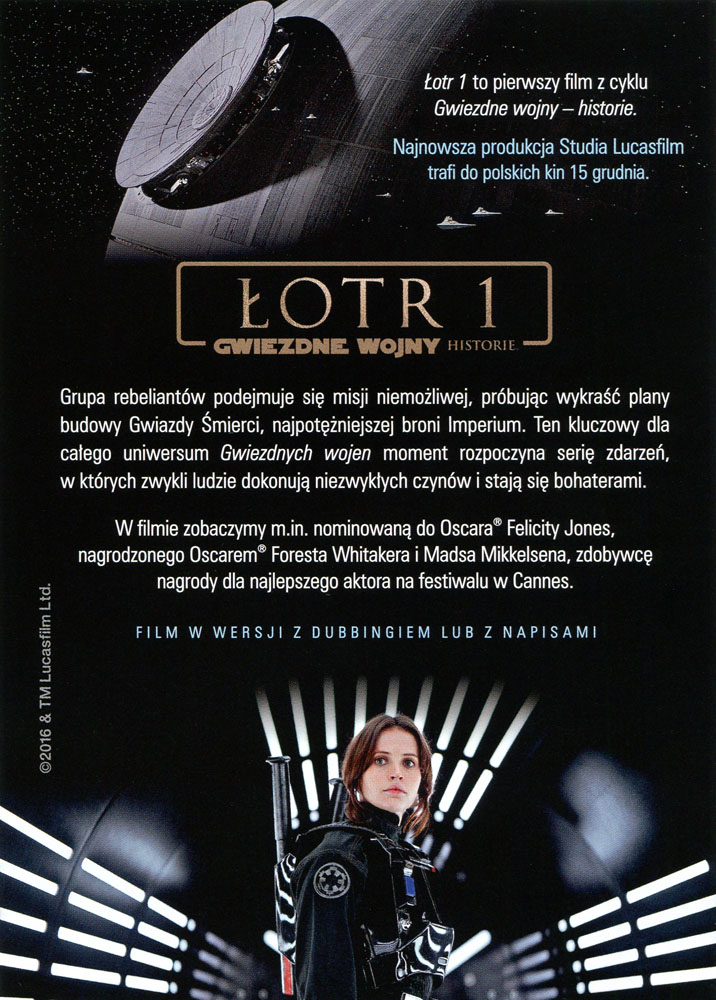 Ulotka filmu 'Łotr 1. Gwiezdne Wojny (tył)'