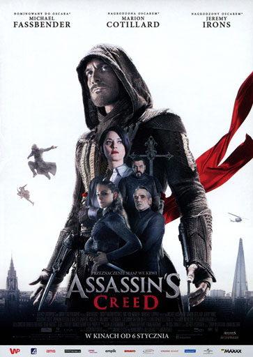 Przód ulotki filmu 'Assasin's Creed'