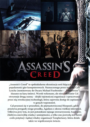 Tył ulotki filmu 'Assasin's Creed'