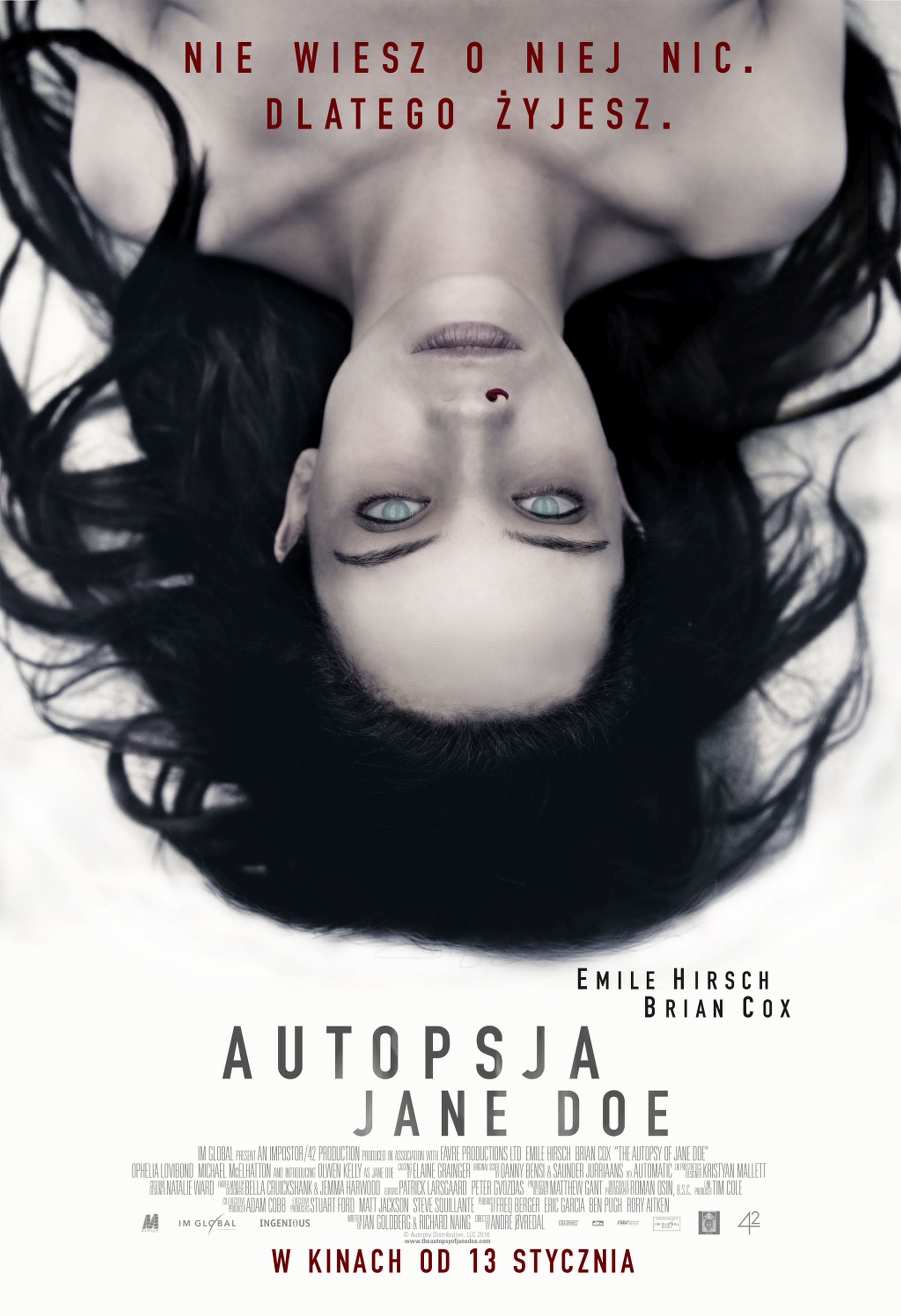 Polski plakat filmu 'Autopsja Jane Doe'