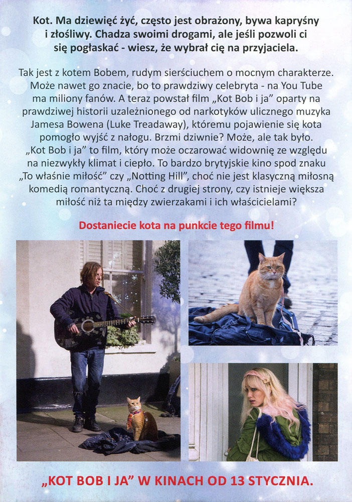 Ulotka filmu 'Kot Bob i Ja (tył)'