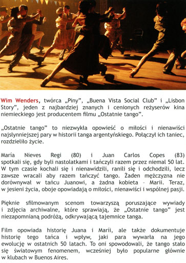 Tył ulotki filmu 'Ostatnie tango'