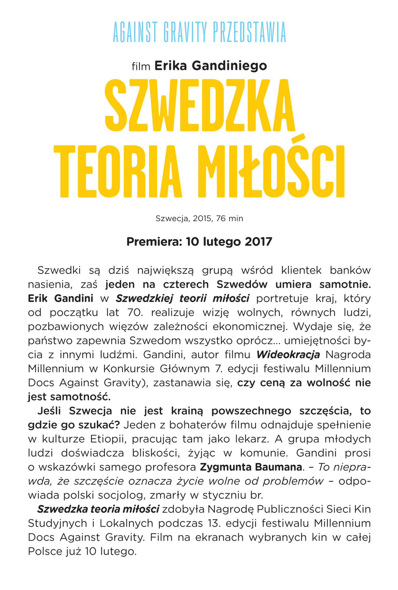 Ulotka filmu 'Szwedzka Teoria Miłości (tył)'